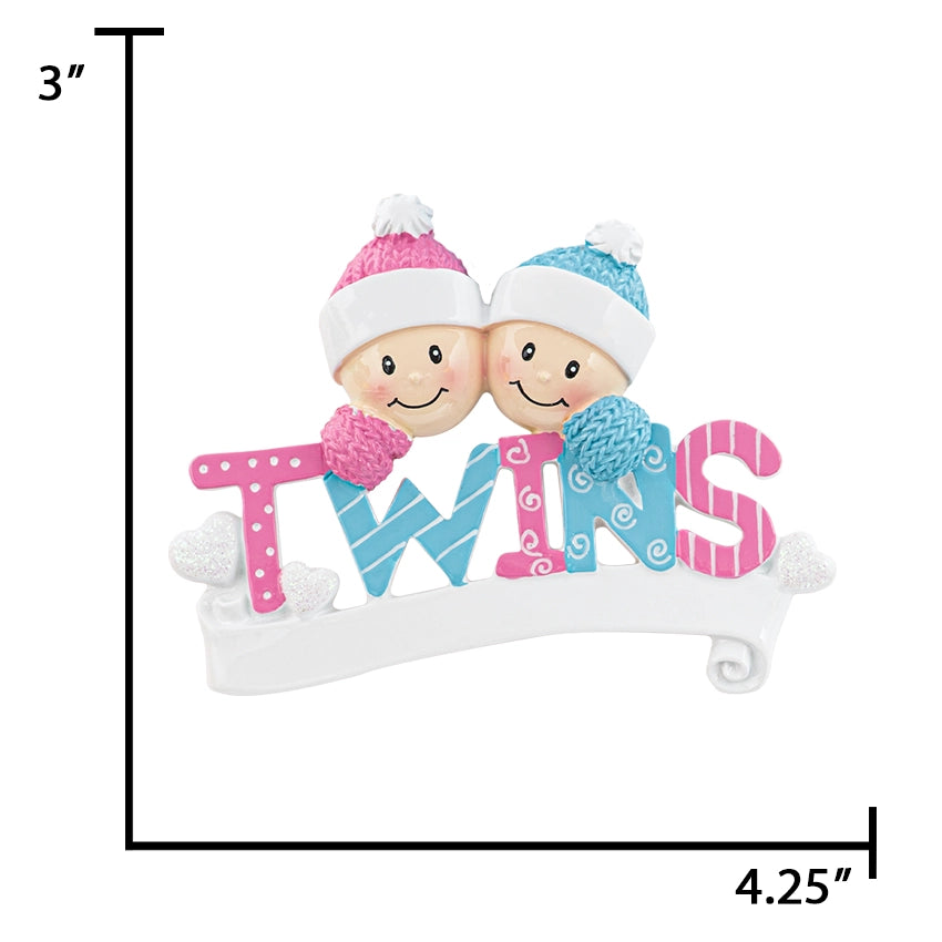 Personalized Twin Boy & Girl Christmas Ornament