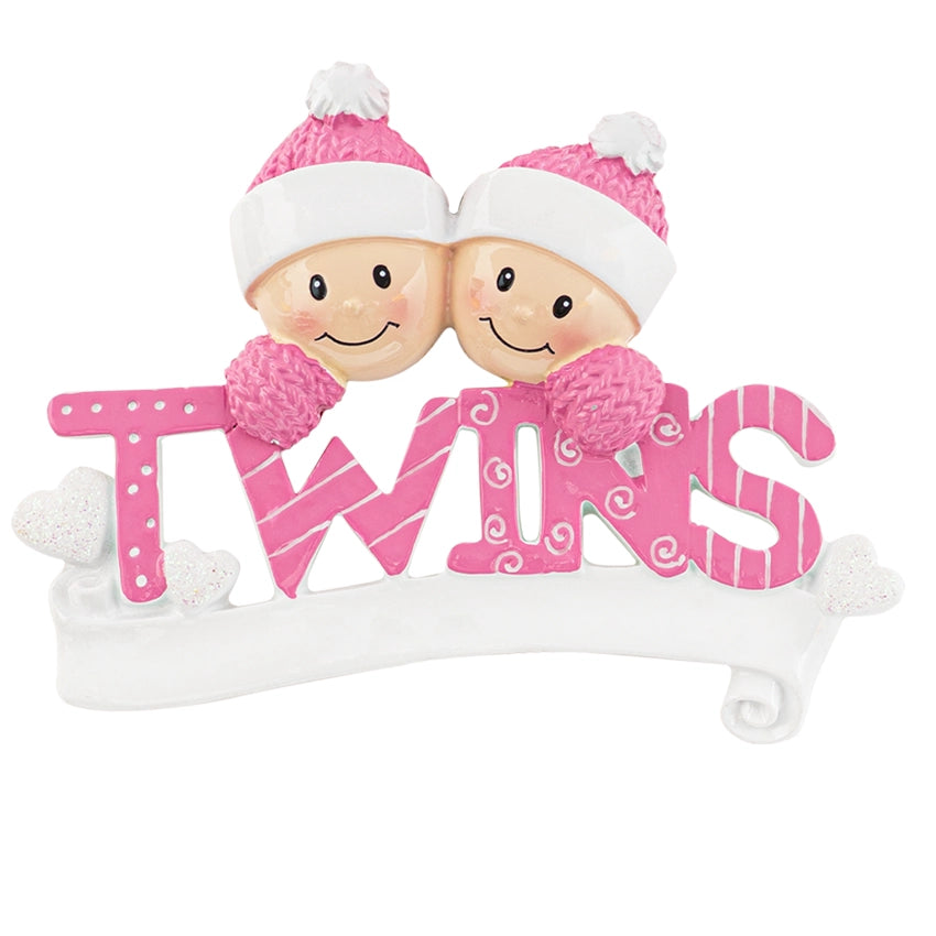 Personalized Twin Girls Christmas Ornament