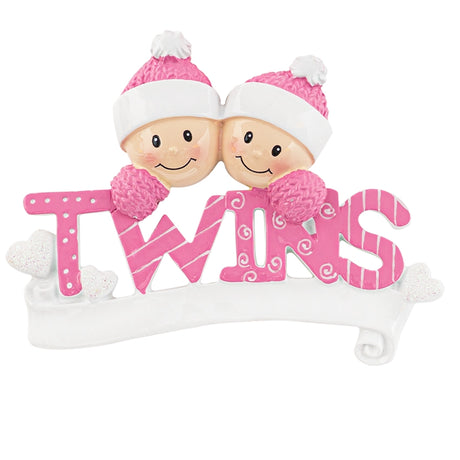 Personalized Twin Girls Christmas Ornament
