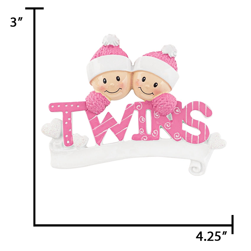 Personalized Twin Girls Christmas Ornament