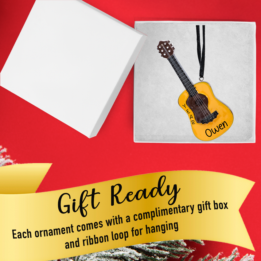 Personalized Acoustic Guitar Music Christmas Ornament