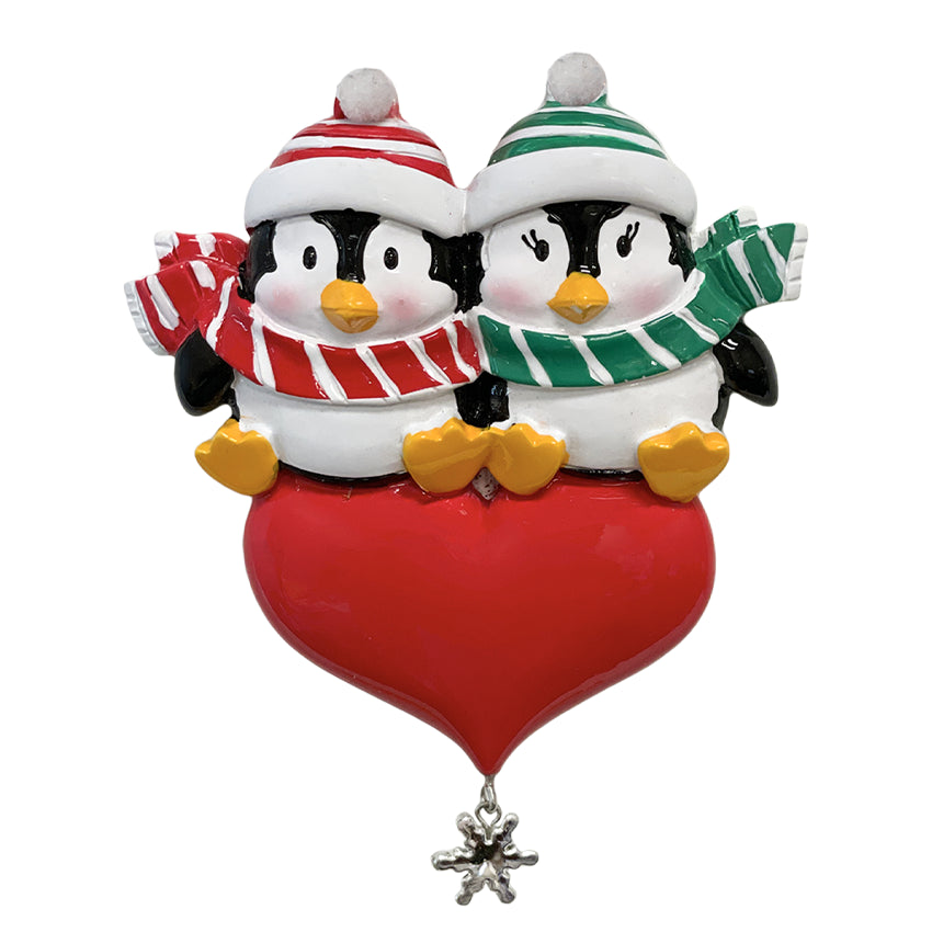 Custom Penguin Couple Christmas Tree Ornament