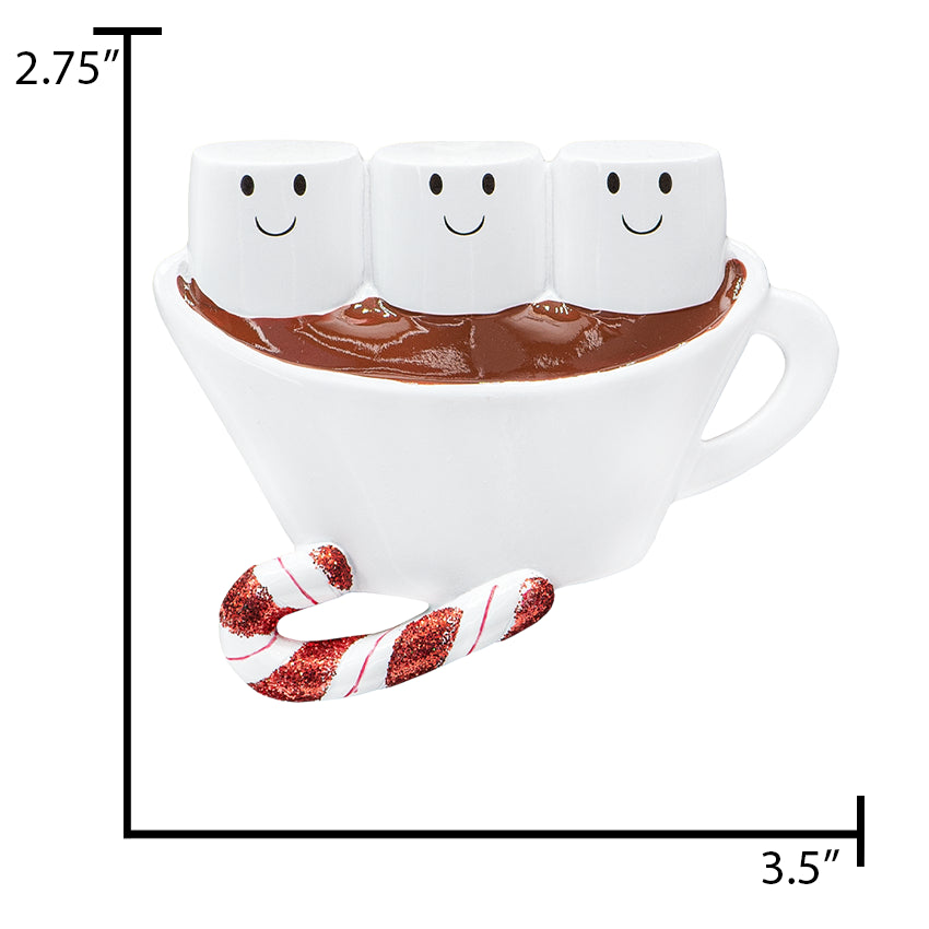 Custom Hot Chocolate Family of 3 Christmas Ornament