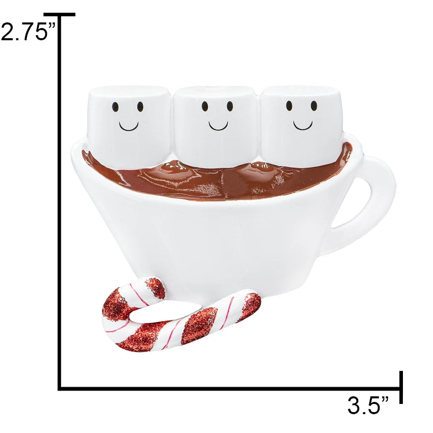 Custom Hot Chocolate Family of 3 Christmas Ornament