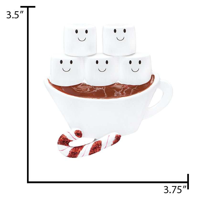 Custom Hot Chocolate Family of 5 Christmas Ornament