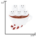 Custom Hot Chocolate Family of 5 Christmas Ornament