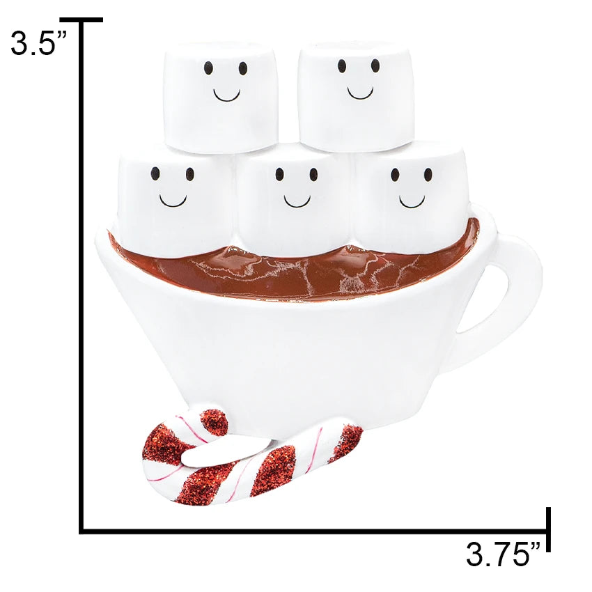 Custom Hot Chocolate Family of 5 Christmas Ornament