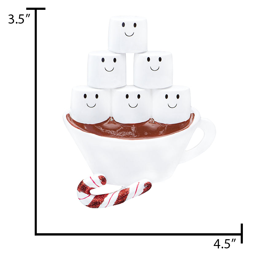 Custom Hot Chocolate Family of 6 Christmas Ornament