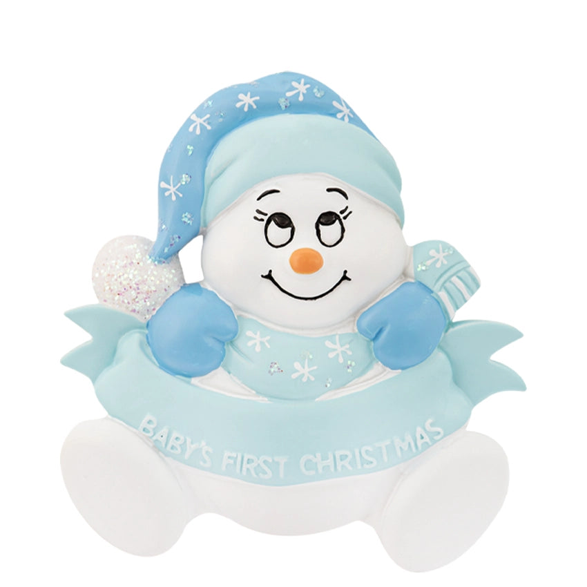 Personalized Baby's First Christmas Ornament Boy - Snowbaby Gift