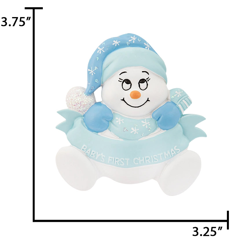 Personalized Baby's First Christmas Ornament Boy - Snowbaby Gift