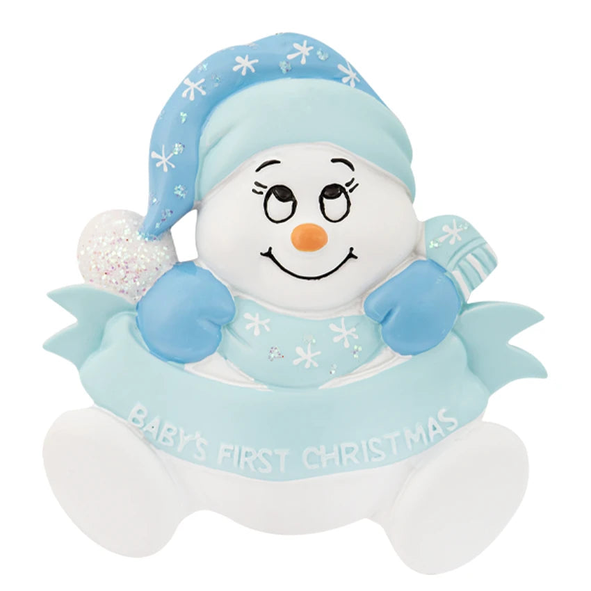 Personalized Baby's First Christmas Ornament Boy - Snowbaby Gift