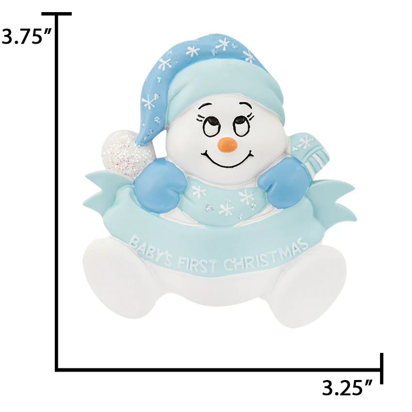 Personalized Baby's First Christmas Ornament Boy - Snowbaby Gift
