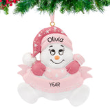 Personalized Baby's First Christmas Ornament Girl - Snowbaby Gift