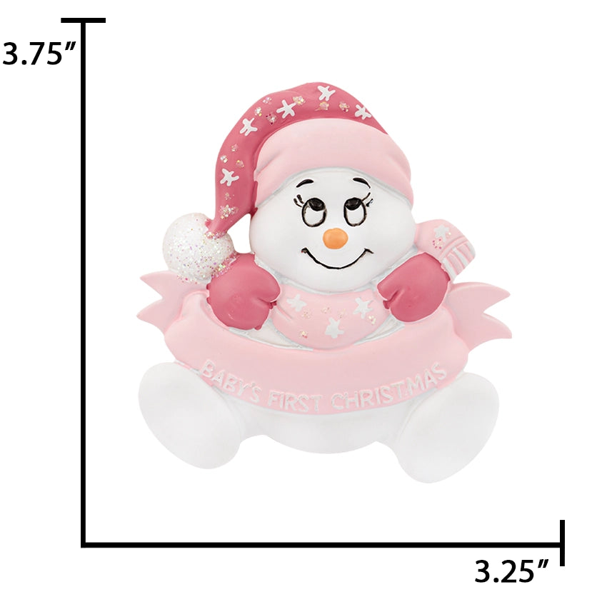 Personalized Baby's First Christmas Ornament Girl - Snowbaby Gift