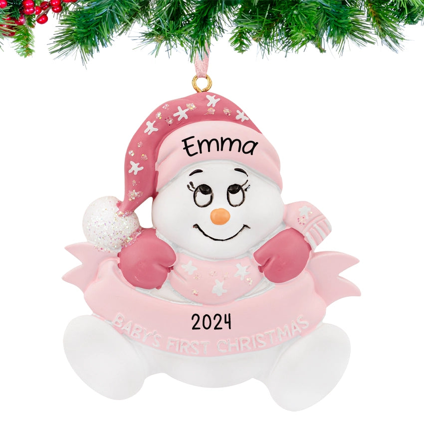 Personalized Baby's First Christmas Ornament Girl - Snowbaby Gift