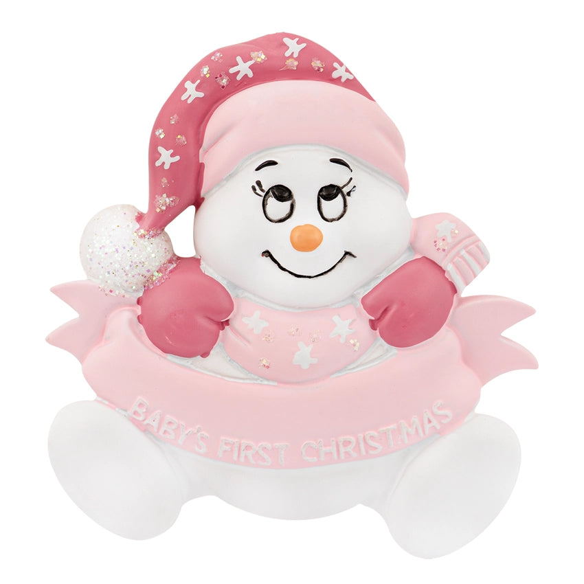 Personalized Baby's First Christmas Ornament Girl - Snowbaby Gift