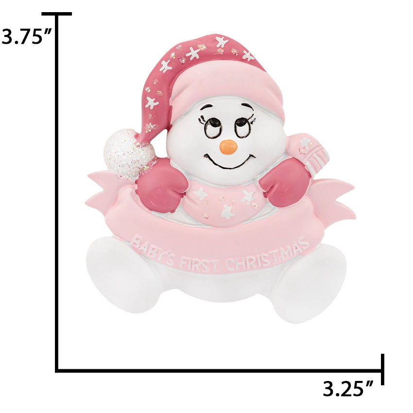 Personalized Baby's First Christmas Ornament Girl - Snowbaby Gift