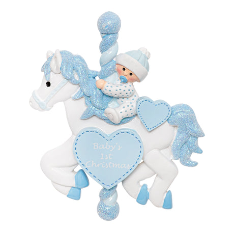 Sample carousel horse ornament shown without personalization.