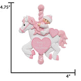 Personalized Baby's First Christmas Ornament - Baby Girl on Carousel Horse
