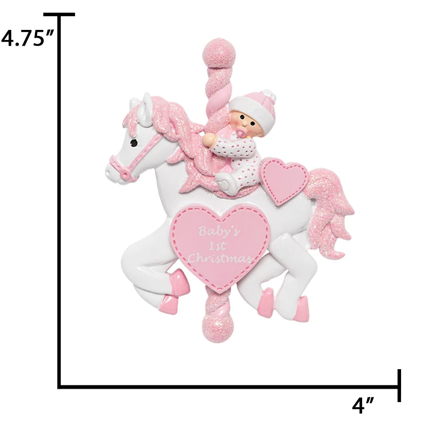 Image showing dimensions and measurements of the baby’s first Christmas ornament.