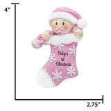 Personalized My Baby's First Christmas Ornament - Baby Girl in Stocking
