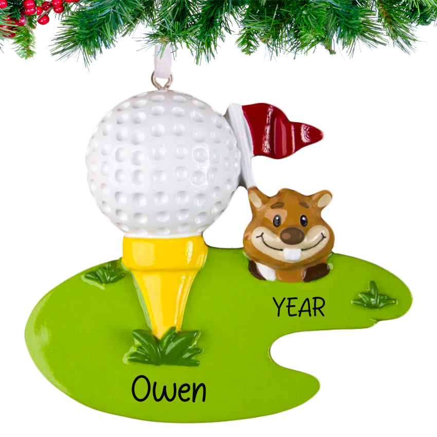 Personalized Golf Squirrel Christmas Ornament