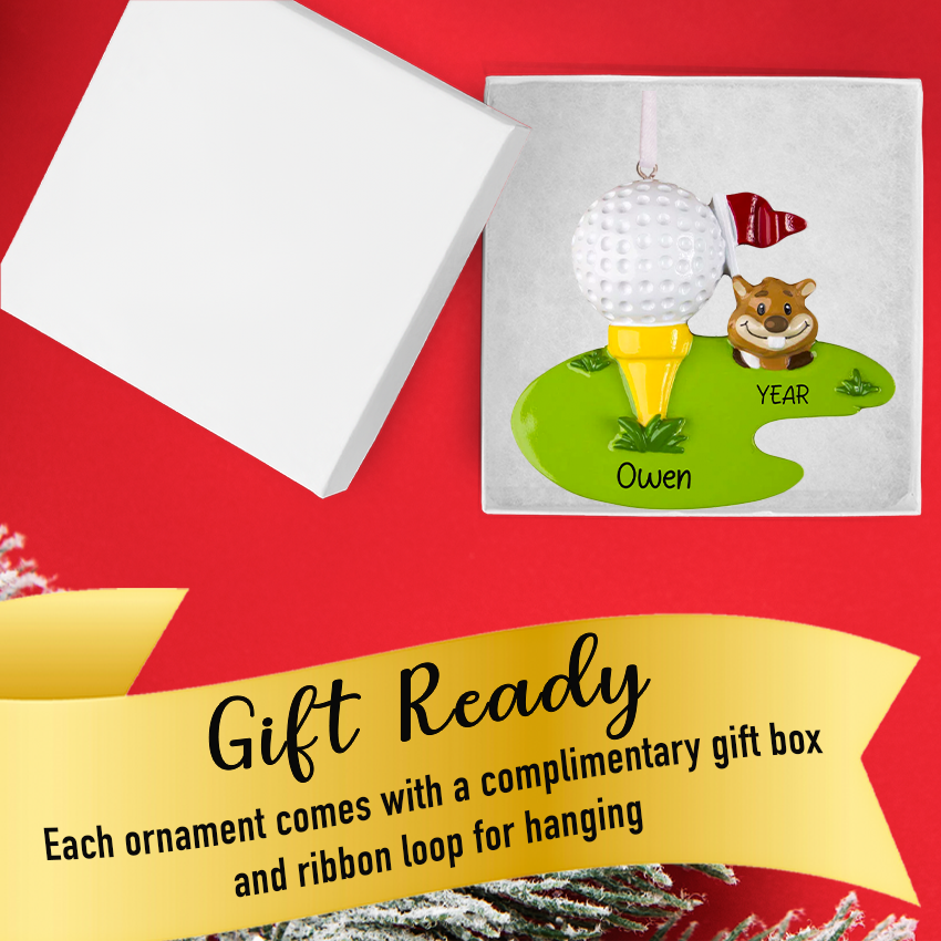 Personalized Golf Squirrel Christmas Ornament