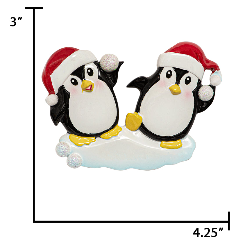 Personalized Penguin Couple Ornament for Christmas Tree