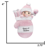 Personalized Baby's First Christmas Ornament - Baby Girl in Mitten