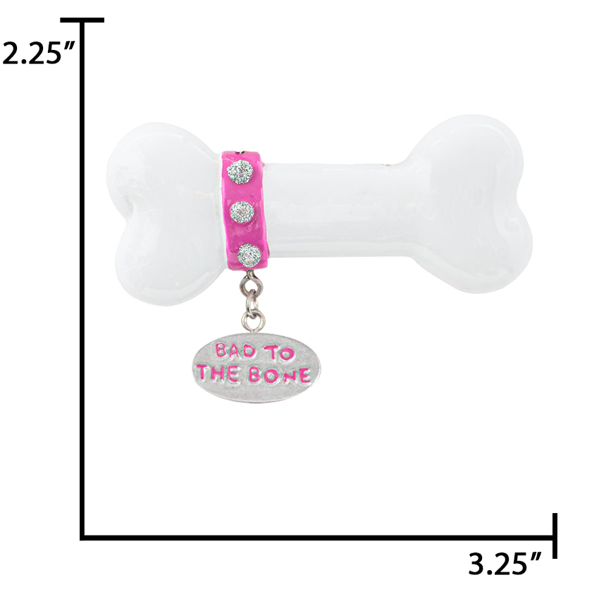 Custom Dog Bone Christmas Ornament Bad to The Bone Pink Collar