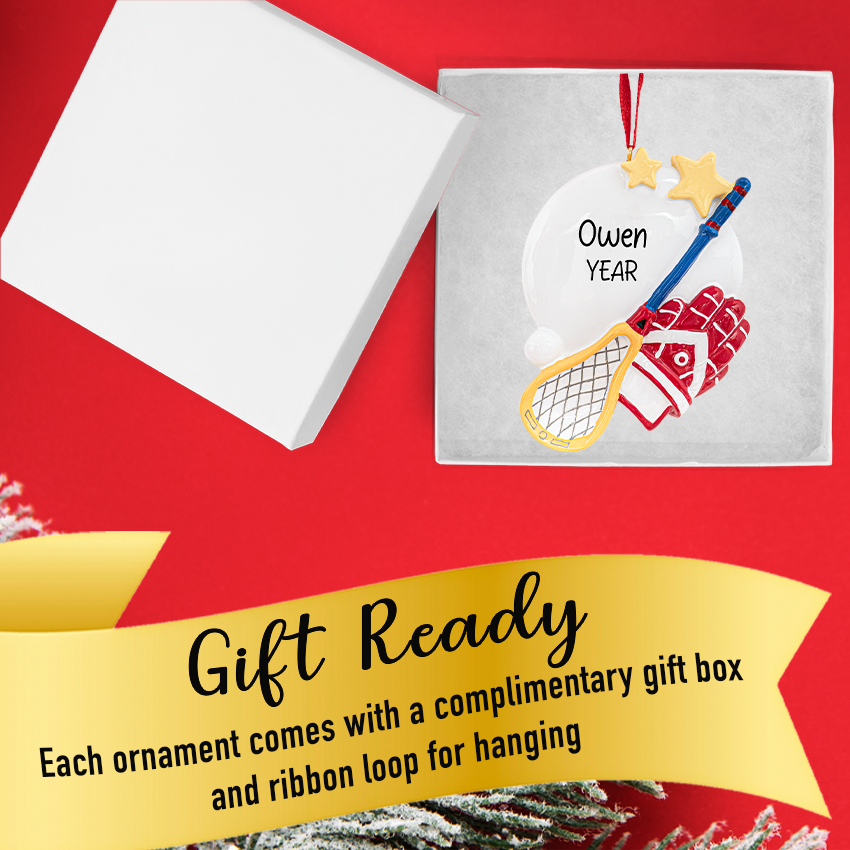 Personalized Lacrosse Ball Christmas Ornament  / Stick Glove
