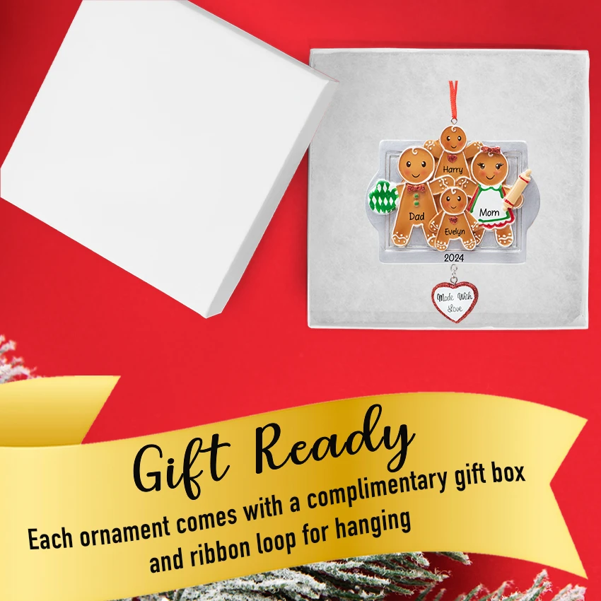 Personalized Made with Love Family of 4 Christmas Ornament