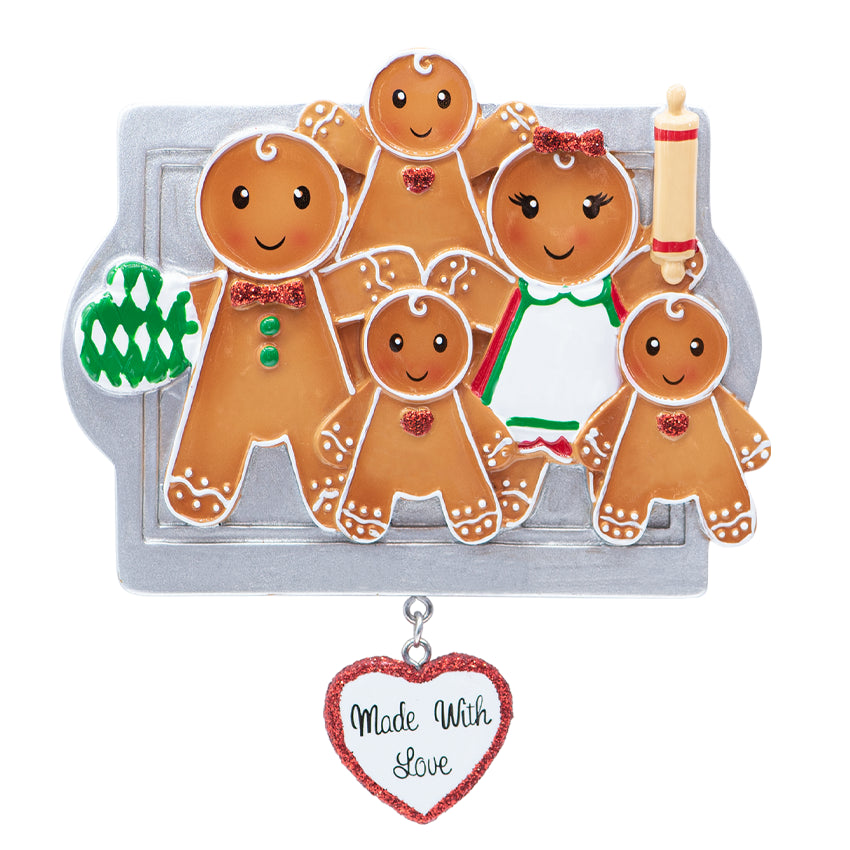 Personalized Made with Love Family of 5 Christmas Ornament
