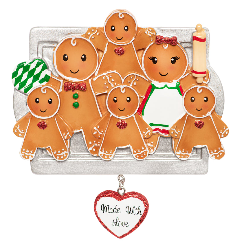 Personalized Made with Love Family of 6 Christmas Ornament