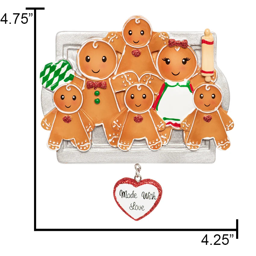 Personalized Made with Love Family of 6 Christmas Ornament