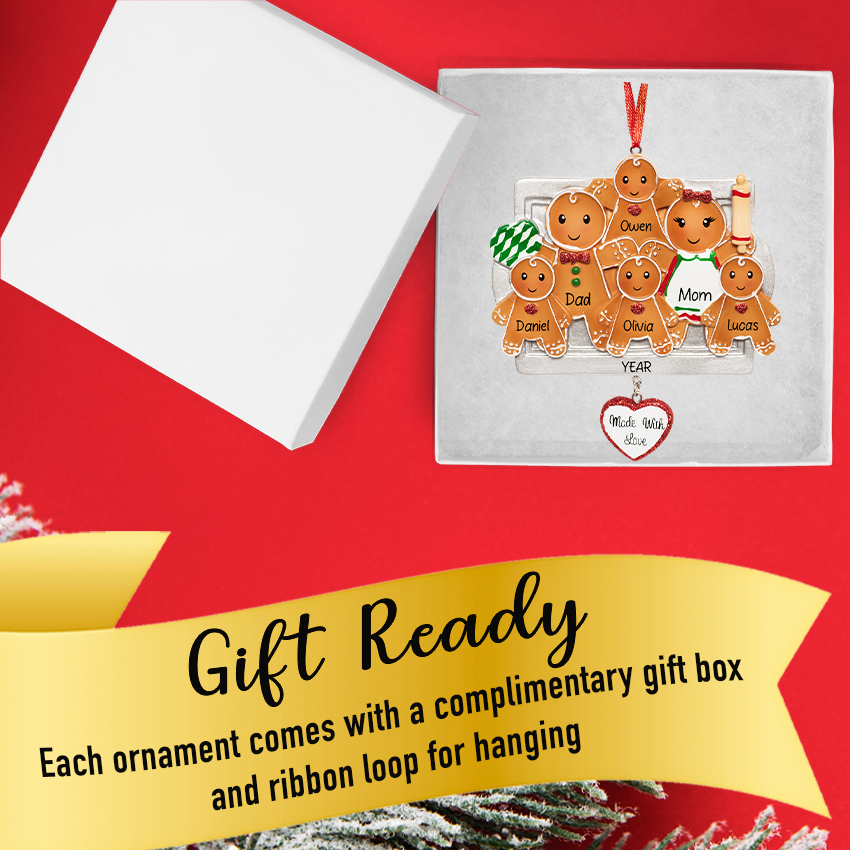 Personalized Made with Love Family of 6 Christmas Ornament