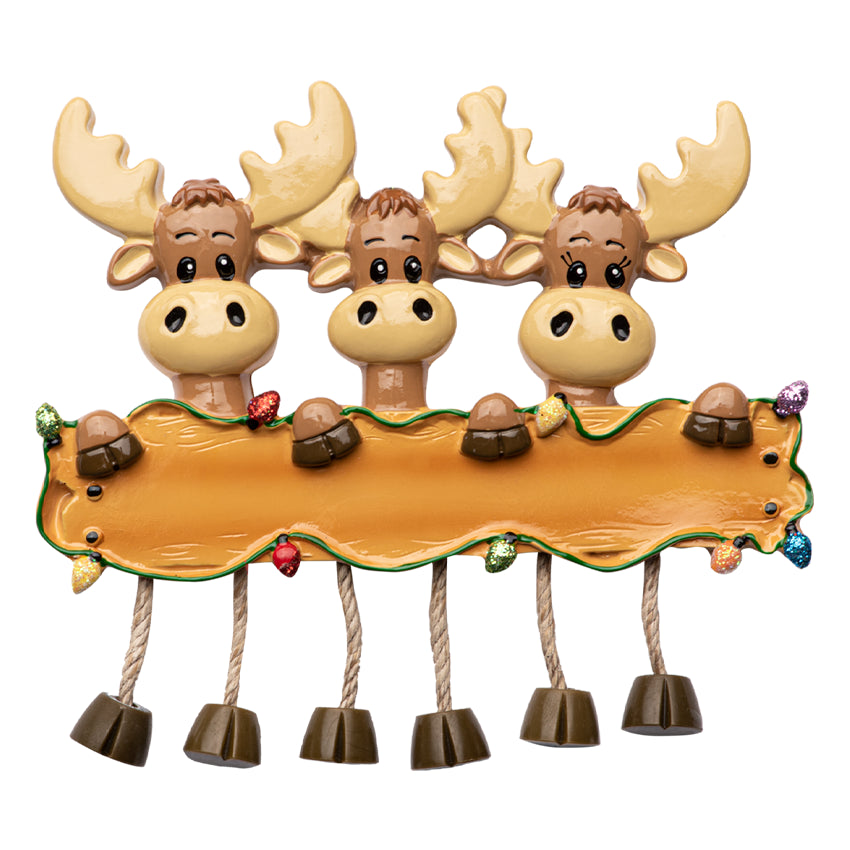 Personalized Moose Family of Three Christmas Ornament