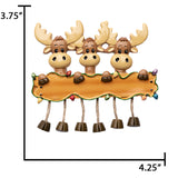 Personalized Moose Family of Three Christmas Ornament