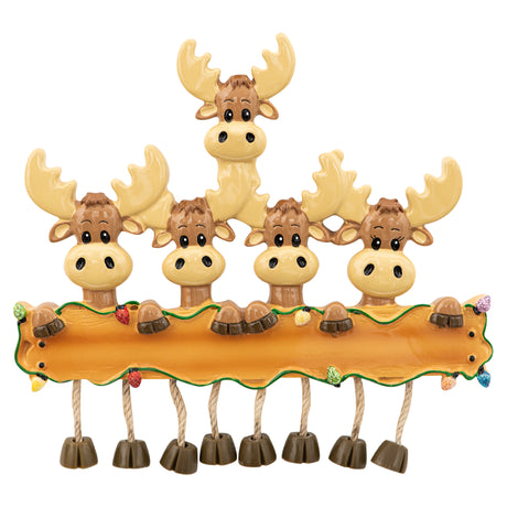 Personalized Moose Family of Five Christmas Ornament