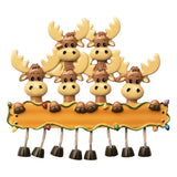 Personalized Moose Family of Six Christmas Ornament