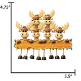 Personalized Moose Family of Six Christmas Ornament