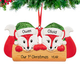Personalized Our First Christmas Together Ornament - Red Fox Couple