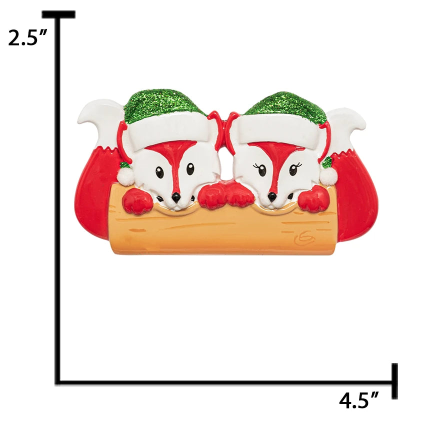 Personalized Our First Christmas Together Ornament - Red Fox Couple