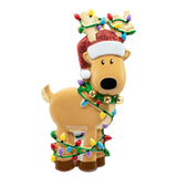 Personalized Reindeer Tangled in Light Christmas Ornament