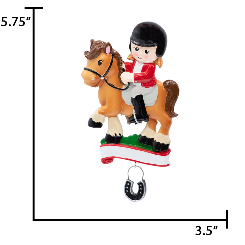 Personalized Horseback Riding Girl Christmas Ornament