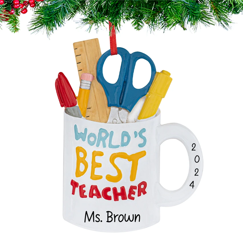Personalized World's Best Teacher Christmas Ornament