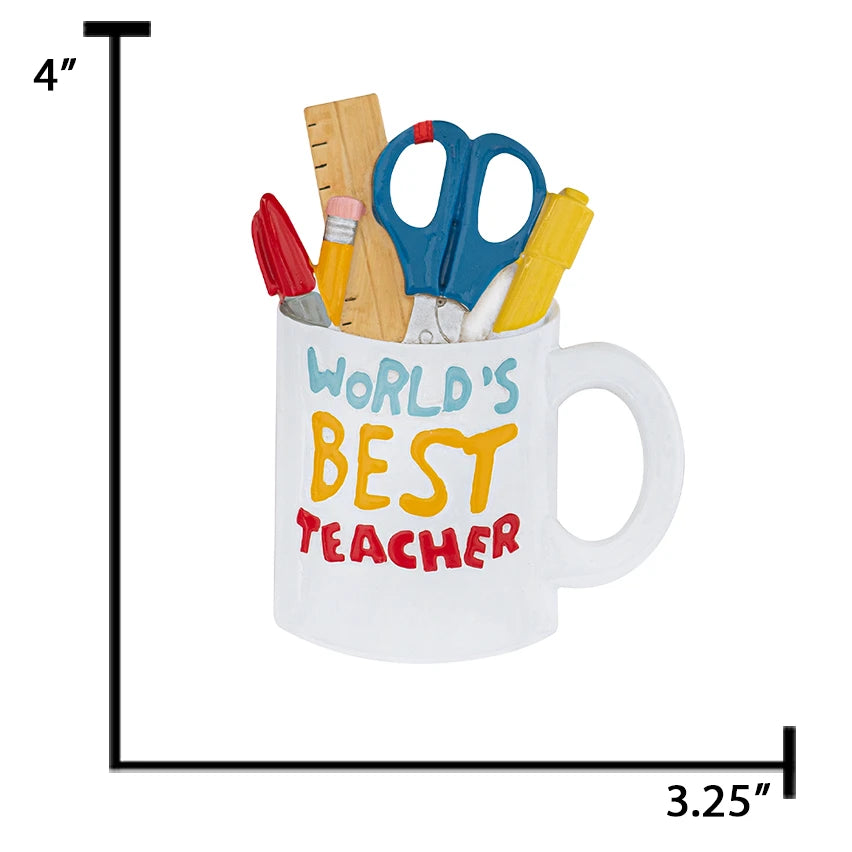 Personalized World's Best Teacher Christmas Ornament