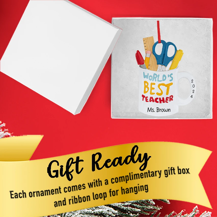 Personalized World's Best Teacher Christmas Ornament