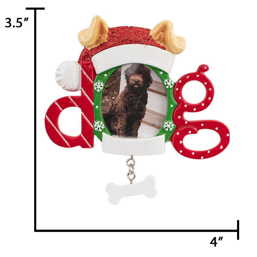 Personalized Dog Picture Frame Christmas Ornament