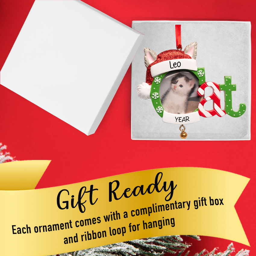 Custom Cat Photo Frame Christmas Ornament